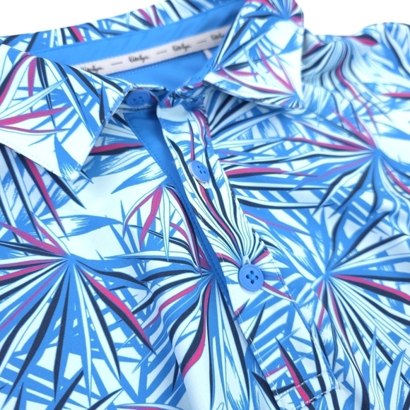 New Walter Hagen Men's Blue and White Patterned Golf Polo Shirt Sz M - Picture 4 of 8